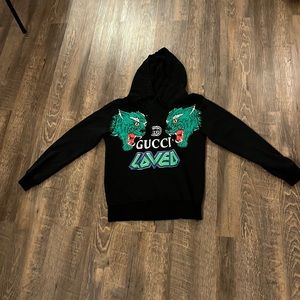 Gucci Tiger Loved Black Hoodie Hooded Sweatshirt - Size Large